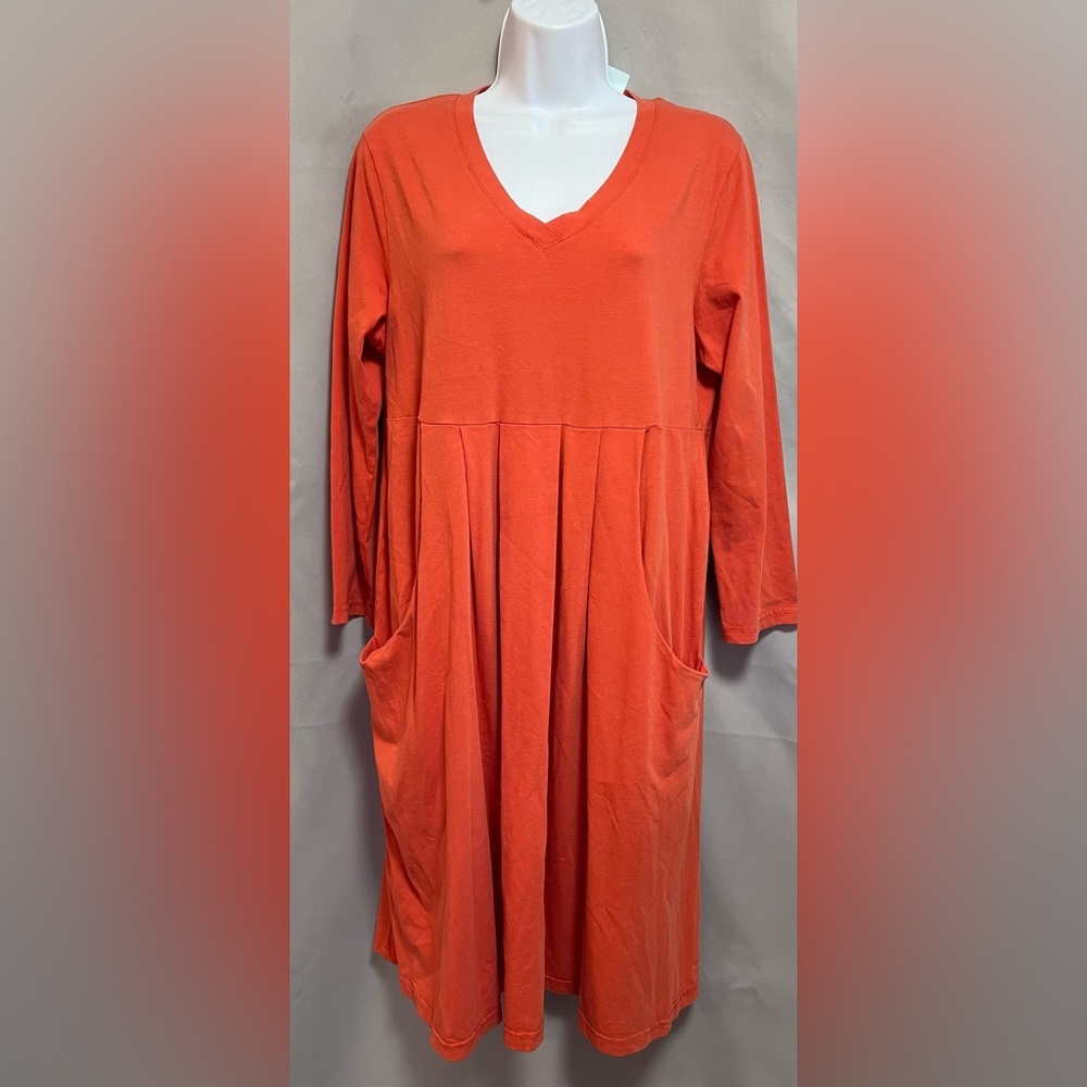 Iridium Women’s dress cotton womens‎ Sz Medium V-Neck Pockets NWT Orange